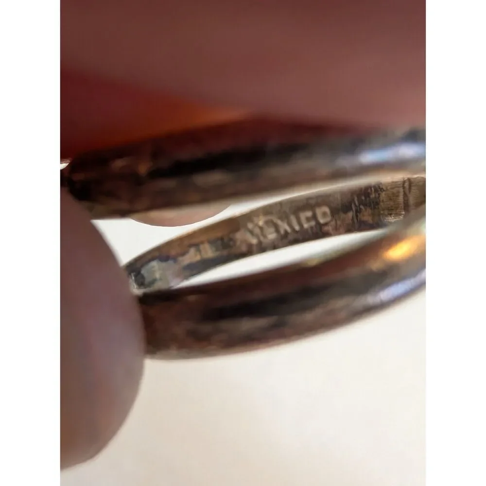 Vintage Signed 925 Sterling Silver Mexico Lapis Lazuli Double Split Band Ring